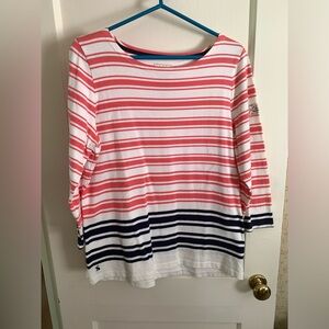 Orange, navy, and white 3/4 sleeve jersey